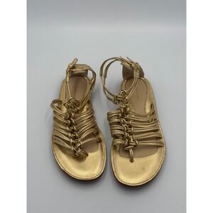 Coach Est 1941 Metallic Gold Leather Gladiator Strappy Sandals Womens 7 B Flat